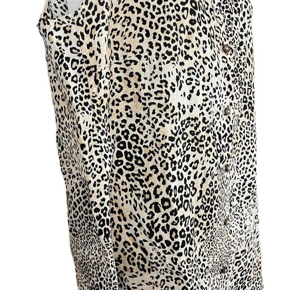 Chicos No Iron Womens Leopard Button Up Sleeveless Top 100% Linen Top 0 4 6 S - Picture 3 of 16